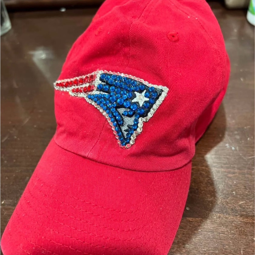 Red Embellished Patriots Cap
